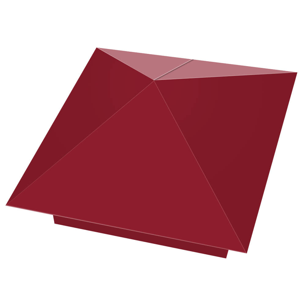 Колпак металлический 400х400мм RAL3003 Рубин заборный